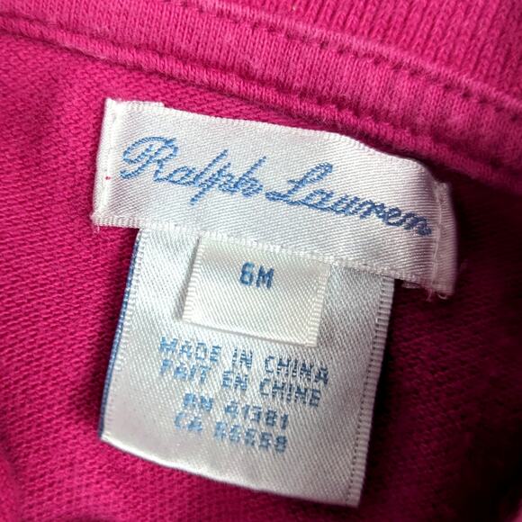 Ralph Lauren Dress Baby Girls Sz 6m Magenta Pink Preppy Collared Polo - Picture 5 of 5